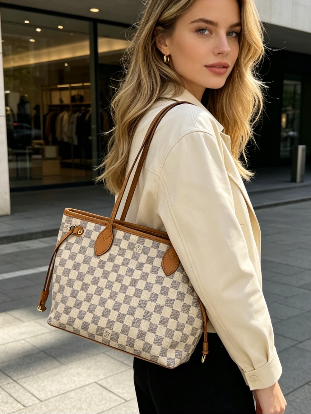 Louis Vuitton Damier Azur Canvas Neverfull PM Tote